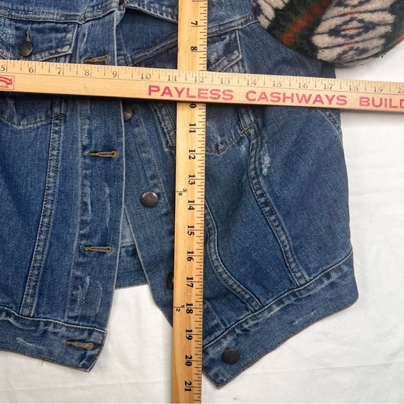 Free People Cypress Farm Denim Jacket Sweater Sleeve Women’s Size M L030724 - Picture 6 of 6